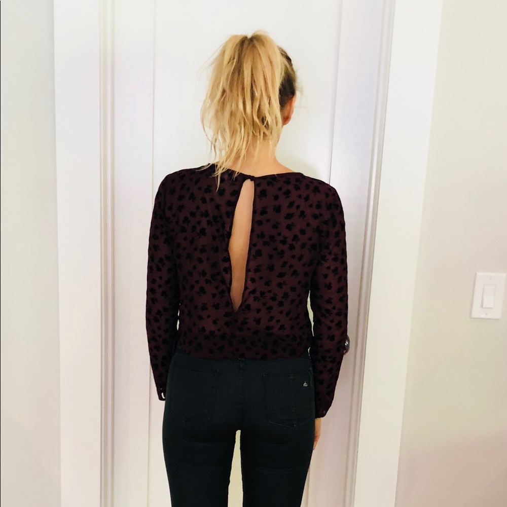 Sheer/velvet maroon top